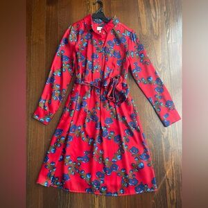 J. Crew Collection Vibrant Red Lattice Floral Dress
